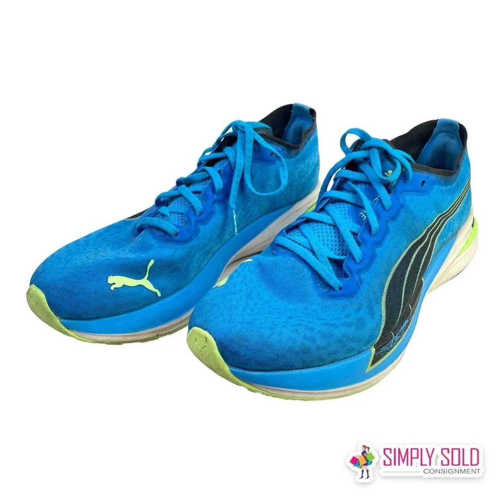 Puma‎ Deviate Nitro Wildwash Running Shoes Mens 11 Blue Mesh Lace Up Sneakers